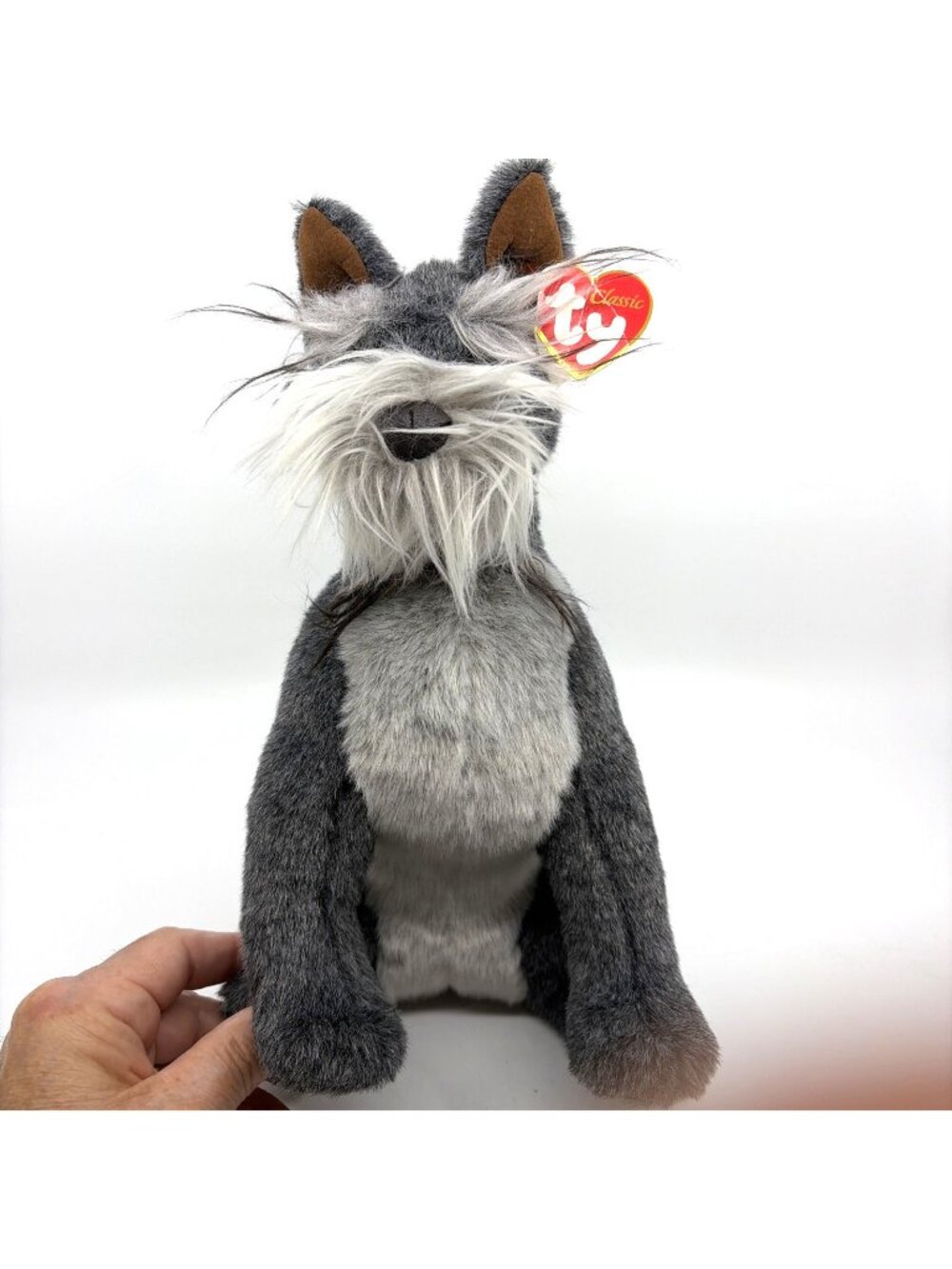 TY Max The Schnauzer Plush Dog 11” Gray White Retired 2000 w/ Original Tags